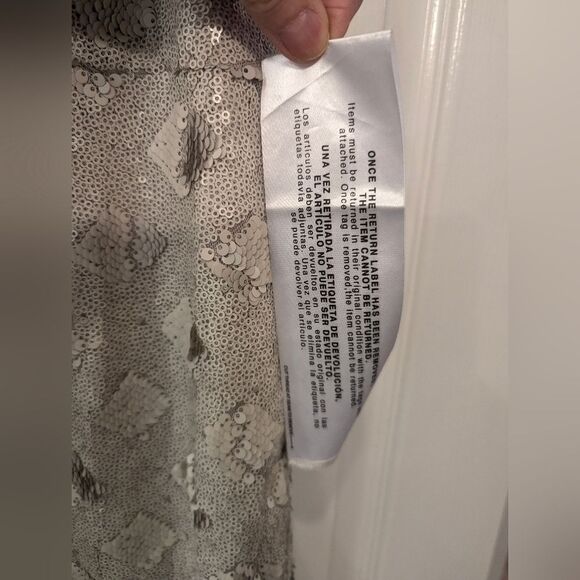 NWT Dress the Population Bree Bone plunge mini short sleeve sequence min Dress L - Picture 8 of 16